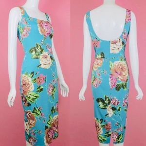 Dolce & Gabbana Dresses - SOLD! DOLCE & GABBANA Blue Floral Midi Dress 30/44 Dolce & Gabbana Dresses - SOLD! DOLCE & GABBANA Blue Floral Midi Dress 30/44